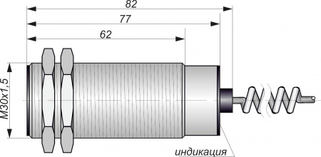 Датчик бесконтактный индуктивный ИДА25-U-PNP-Y107(Л63, витой провод)