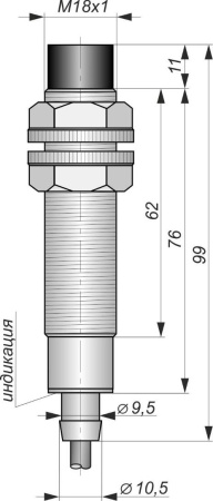Датчик индуктивный бесконтактный И12-NO-PNP(Текаформ, Lкорп=75мм)