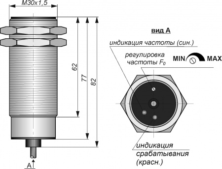 Датчик бесконтактный индуктивный контроля скорости ИДС25-NC-AC-Z-HT-2,5(Л63)